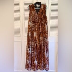Kardashian Kollection Brown Black Sleeveless V-Neck Maxi Dress